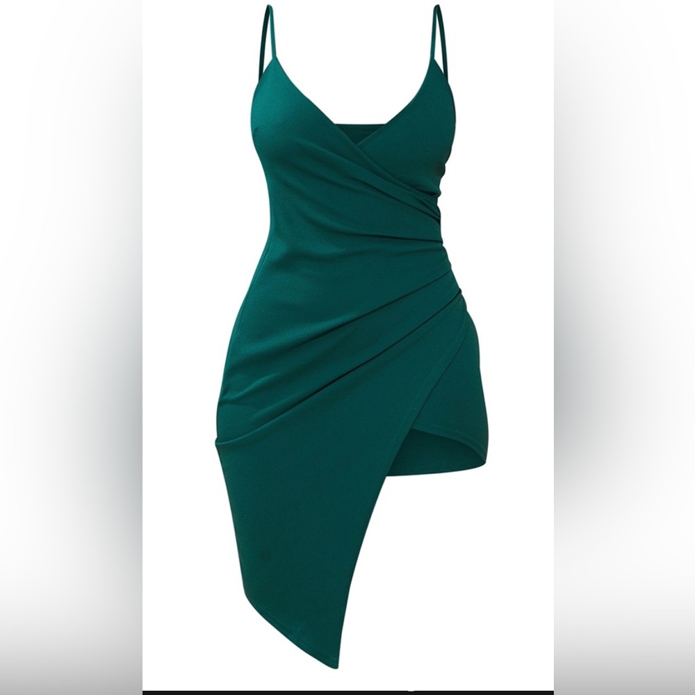 Emerald Green Wrap Front Midi Dress
